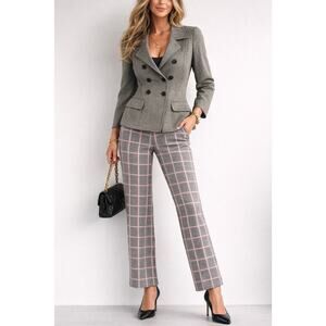 Italian Giorgio Armani Le Collezioni Suit Gray Jacket Pink Check Trousers 8